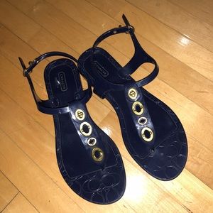 Coach Navy Blue Piccadilly Jelly Thong Sandals